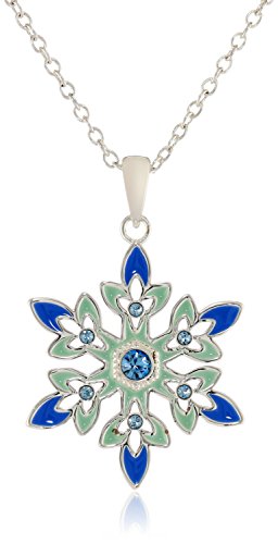 Disney Girls' Frozen Silver-Plated Crystal Snowflake Pendant Necklace, 18