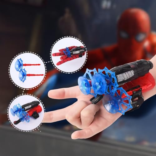 Kit 2 Luvas Lança Teia Brinquedo Spider Estilo Herói Lançador de Dardos Com Ventosa 6 Dardos Original