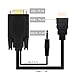 eBerry 1080P Full HD HDMI to VGA Converter Adapter Cable w/ 3.5mm Stereo Audio Output One-Way Signal Conversion from HDMI (PC, Laptop, Xbox,) to VGA (Monitor, Projector, TV), 1.8m/6ft