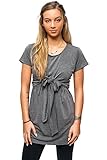 sofsy Soft-Touch Rayon Blend Tie Front Nursing & Maternity Fashion Top Charcoal Medium