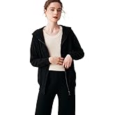 SHABADUER Women's Fall and Winter 100% Cashmere Zipper Open Long Sleeve Hoodie