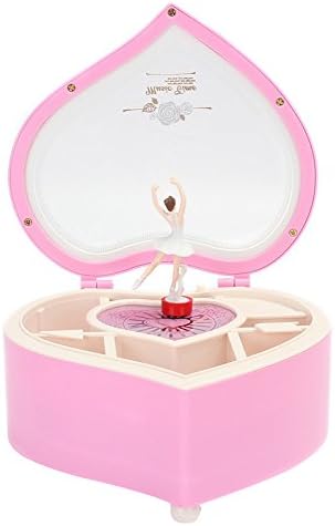 Symboat Heart-Shaped Dancing Ballerina Music Jewellery Box for Girls