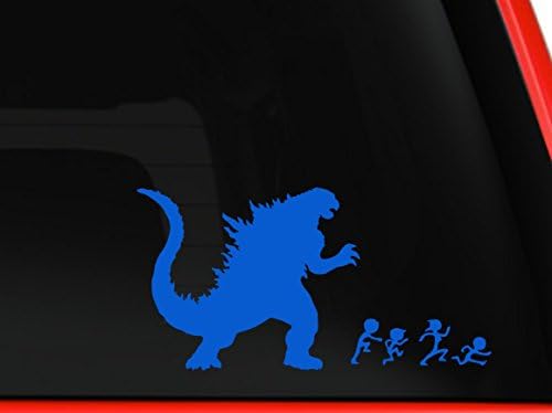 Godzilla Chasing the Stick Family Car SUV Truck Vinyl Decal Graphic Grunge Art Wall Sticker Car USA (light blue, 6" inches)