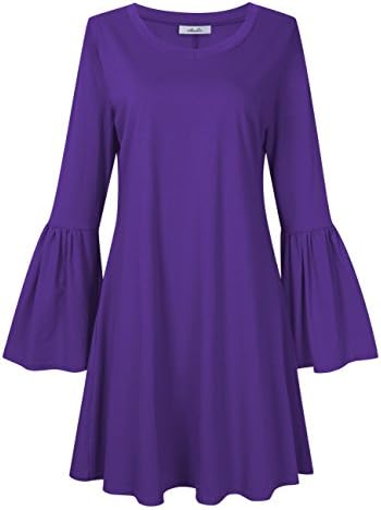 MissQee Women Plus Size Flare Casual Loose Bell Sleeve Shirt Dress