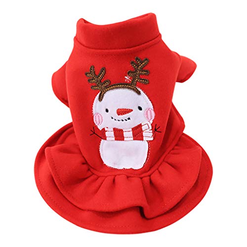 ZLOLIA Christmas Girl Red Dog Ruffle Dress Party Birthday Pet Apparel for Small/Medium Dogs Sundress - Thumbnail 6