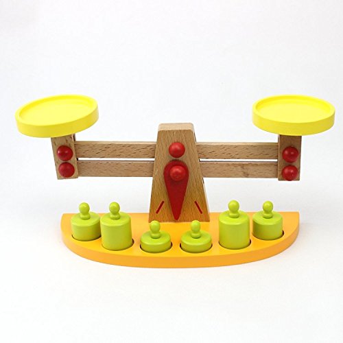 Topwon Wooden Toy Scale Balance Early Educational Weights