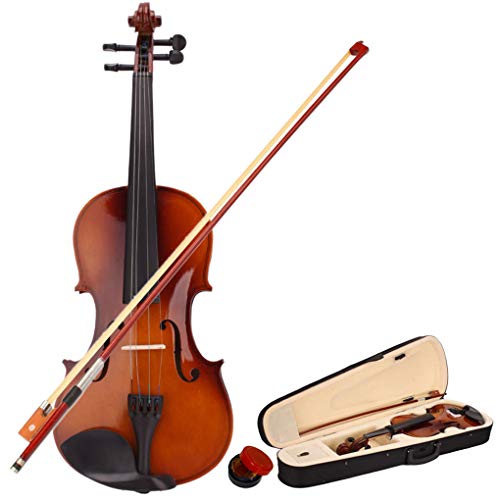Topfire New 4/4 Acoustic Violin Case Bow Rosin Natural