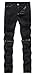 NITAGUT Men's Skinny Ripped Distressed Destroyed Slim Straight Fit Zipper Jeans with Holes Black-US 36