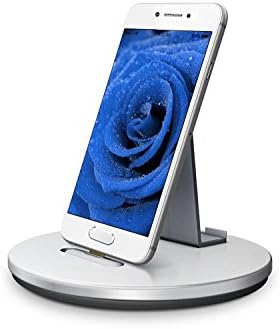 Cell Phone Charging Dock &amp; Stand 2 in 1 with USB cable for Samsung Phones - Universal Phone Holder for iphone &amp; Charging Cradle for Samsung Galaxy S7 S6 Note Tablets, Home Office - Silver