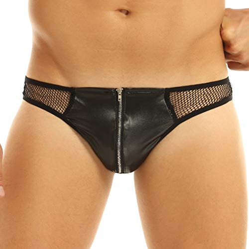 Buy Freebily Men Hollow Out Leather Look Bikini Briefs