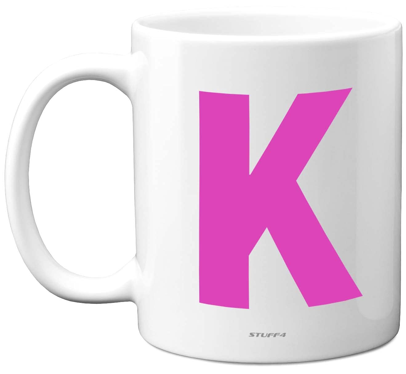 Stuff4 Personalised Alphabet Pink Initial Mug - Letter K Mug, Gifts for Her, Mothers Day, Birthday Gift for Mum, 11oz Ceramic Dishwasher Safe Anniversary, Valentines, Christmas Present, Retirement