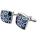 INBLUE Men's 2 PCS Rhodium Plated Enamel Cufflinks Blue Black Square Shirt Business Wedding 1 Pair Set