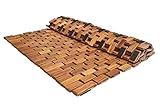 Soothing Styles Large Folding Teak Shower Mat | Mildew Resistant Natural Teak Bath Mat with Non Slip Grips | for Use on Shower Floor or Outside of Bathtub | 27.5