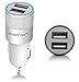 Dual Port 3.1A USB Car Charger Adapter for Apple iPhone 7/7Plus/6S/6SPlus/6/6Plus/5s/5c/5/4s/4, Apple iPad Pro/4/3/2/Mini/Air/2, Apple iPod, Samsung Galaxy S6/S5/S4/ S3/Tab 4 Smartphone (White)