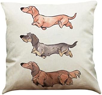 Kimloog Cute Dog Cotton Linen Pillow Cases Hidden Zip Sofa Home Car Waist Throw Cushion Cover