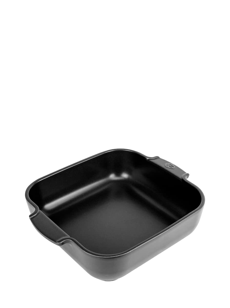 PEUGEOT - Square ceramic casserole dish - 28 cm (including handles) x 23.7 cm x 7.2 cm - capacity: 2.7 L - 10 year guarantee - satin black