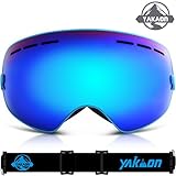 Ski Goggles, YAKAON Y1 Ski Snowboard Goggles with UV400 Protection Anti-fog Spherical Double Lens OTG Helmet Compatible Fix-point Anti-slip Strap Technology