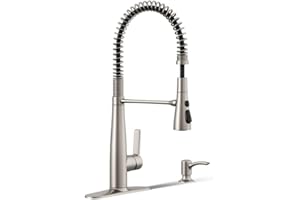 KOHLER K-R22745-SD-VS Semi-Professional Kitchen Sink Faucets with Soap Dispenser, Commercial Kitchen Faucets with Pull Down Sprayer, Vibrant Stainless