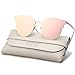 SOJOS Fashion Cateye Sunglasses for Women Oversized Flat Mirrored Lens SJ1055 with Thin Gold Frame/Pink Mirrored Lens
