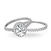 Hoops & Loops 925 Sterling Silver Cubic Zirconia Oval-cut Halo Bridal Wedding Band Engagement Ring 2Pcs Set for Women Teen Girls, Sizes 4-10
