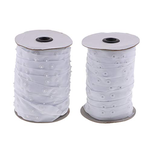 Baosity 50 Yards Snap Popper Tape Fasten Sew Ribbon Invisible for Duvet Pillow Cover - White