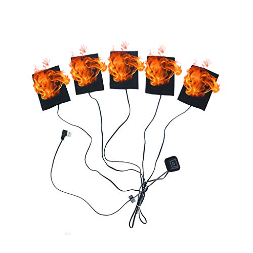 Ranoff 5 Pad USB Heating Thermal Vest Heated Jacket Motorcycle Warm Winter 3 Speed (Black)