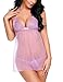 Avidlove Women Babydoll Lingerie Lace Chemise Halter Nightwear Teddy Dress (S, Purple(#5092))