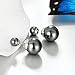Silver Black Double Pearl Earring Studs Women 18k Gold Plated Jewelry Gift