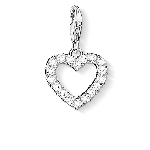 White Stone Heart Outline Charm