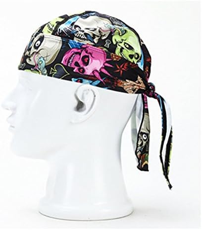 Sweat Beanie Helmet Liner Sweatband Dew Rag Bike Motorcycle Footballhead Skullies and Beanies Bandana Skull Helmet Cap Do-rags Quick Dry Dew Rag Scarf (1 pcs Skull)