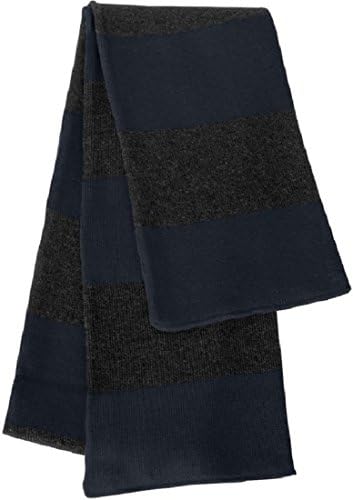 SWU(tm) Rugby Striped Knit Scarf Navy/Charcoal