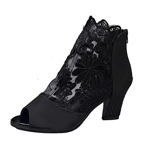 Limsea 2018 Halloween Christmas Party Women Zip Ankle Heels Lace