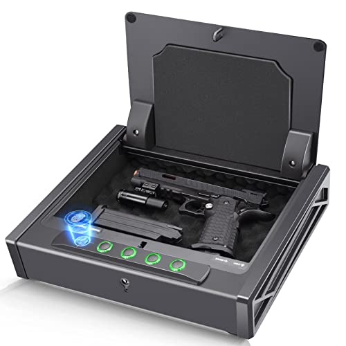 SOULYI Biometric Fingerprint Gun Safe for 3 Pistols Safe DOJ Certified