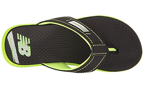 New Balance Boys' Mojo Thong Flip Flop, Black/Lime, 13 M US Little Kid