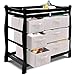 Costzon Baby Changing Table, Infant Diaper Changing Table Organization, Newborn Nursery Station with Pad, Sleigh Style Nursery Dresser Changing Table with Hamper/ 6 Baskets (Black)