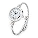 White Silver Cable Wire Band Women's Bangle Cuff Watch