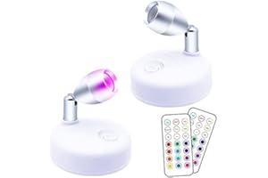 LEDERA Wireless LED Spotlight Indoor, Battery Operated Accent Lights with Remote Dimmable Little Art Lights with Rotatable Head Timer for Painting Statue