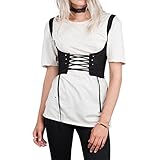 Women's Tank Tied Lace Up Wide Waist Cincher Belt Corset (XL, Black)