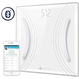 Digital Bathroom Body Fat Scale,VICOODA Weigh Scale with iOS and Android App Bluetooth Wireless Smart Weigh BMI Scale for Body Weight, Fat, Water, BMR, Muscle Mass - White