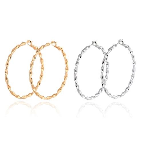 BatterElec(TM) 1 Pair Women's Twisted Band Large Round Circle Dangle Hoop Earrings New A1288
