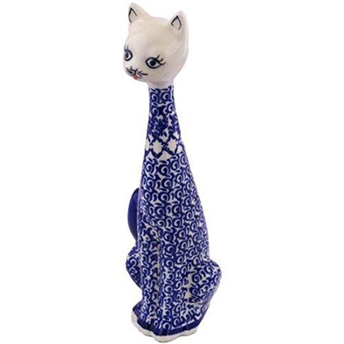 Click Here to See More Images Ceramika Bona H7147G Polish Pottery Ceramic Cat Figurine Hand Painted, 13-Inch