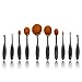 Professional Fashionable 10Pcs Black Makeup Brushes Set Oval Toothbrush Cosmetics Tool Foundation Contour Brush Powder Blush Eyeliner Blending Brush by Messon