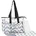 NimNik Baby Premium Diaper Tote Bag Chevron w/ Changing Mat, Designer Diapers Bag for Girls Boys Twins, Shower Gifts for Mom Dad
