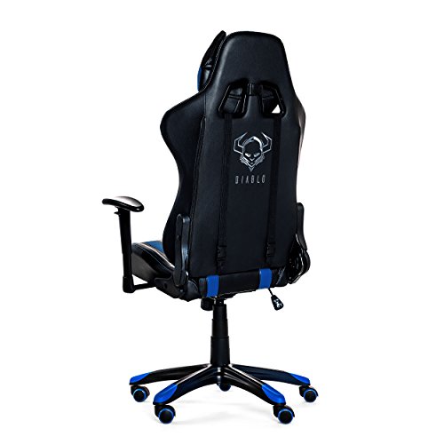 Diablo-X-One-Horn-Sedia-Gaming-da-Ufficio-Braccioli-Regolabili-Meccanismo-di-Inclinazione-Cuscino-Lombare-Finta-Pelle-Portata-Fino-150-kg-NeroBlu