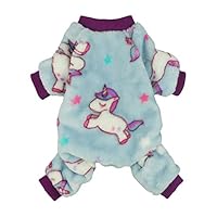 Fitwarm Unicorn Pet Clothes for Dog Pajamas Coat Cat PJS Jumpsuit Soft Velvet Purple Medium