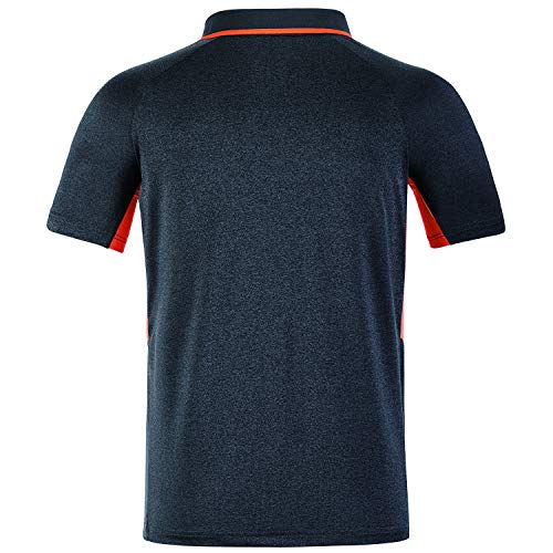 ZITY Men's Polo Shirt Lightweight Cool Dri-Fit Sweat-Wicking Color Block Short Sleeve Sports Golf Tennis T-Shirt BlackGrey&Orange-L