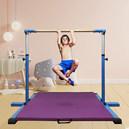 GLANT Gymnastic Kip Bar,Horizontal Bar for Kids Girls Junior,3' to 5' Adjustable Height,Home Gym