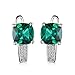 JewelryPalace Cushion Cut 3.1ct Simulated Emerald Clip On Hoop Earrings for Women, Green Gemstone 925 Sterling Silver 14k White Gold Plated Earrings for Women