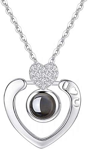 Clavicle Necklace Nanotechnology Projective Pendant Loving Memory, 100 Different Languages I Love You Necklace Valentine's Day Present