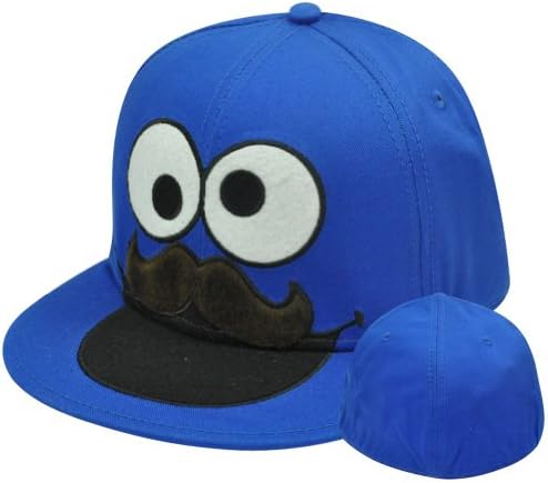 Sesame Street Cookie Monster Big Face Mustache Faux Fur Fitted Large Hat Cap